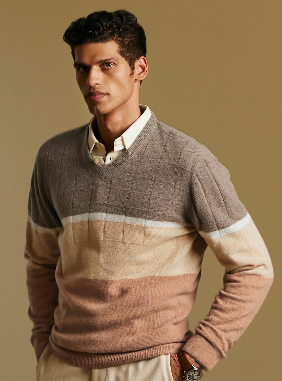 Taupe Cashmere Blend Pullover