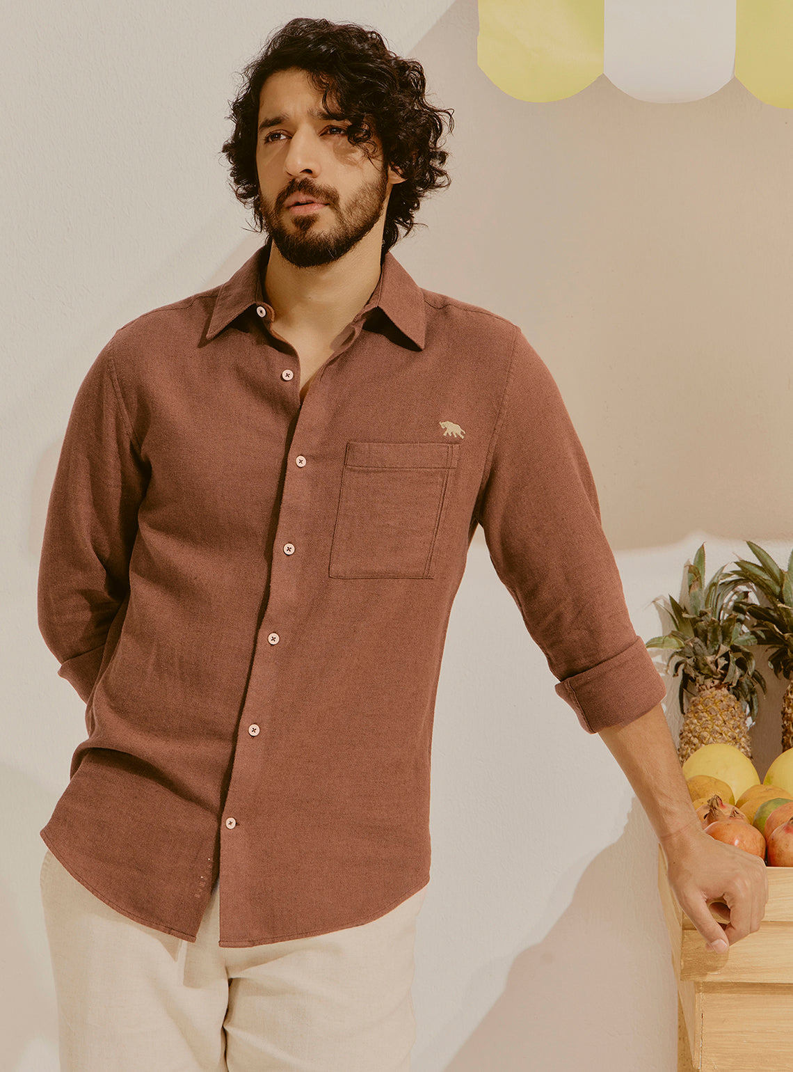 Taormina Brown Cotton Linen Shirt