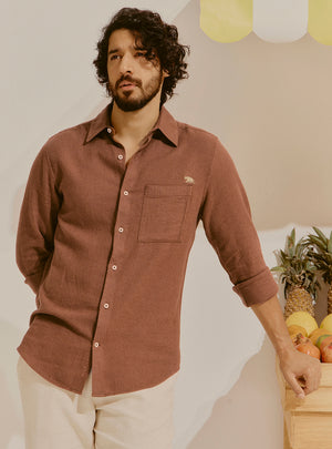 Taormina Brown Cotton Linen Shirt