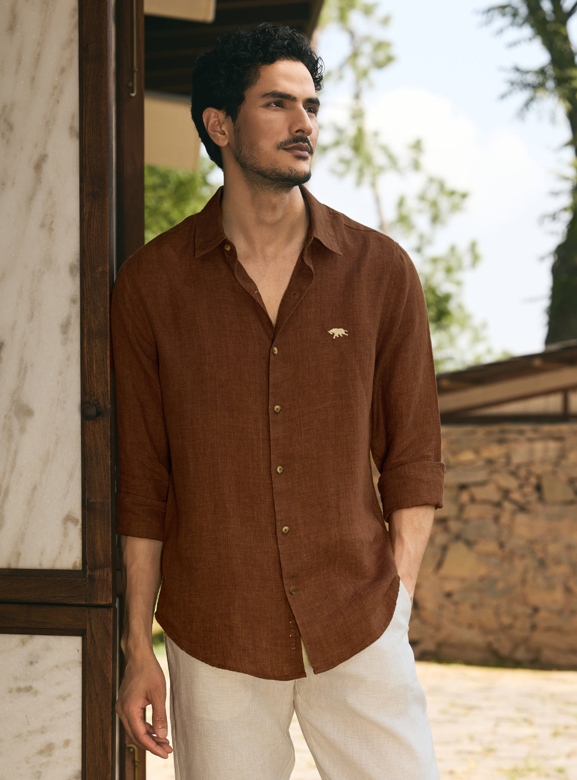 Earthy Brown Linen Shirt