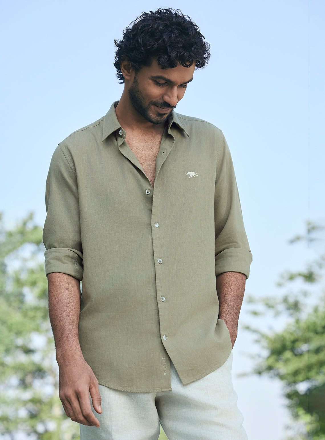 Zenith Olive Lyocell Linen Shirt