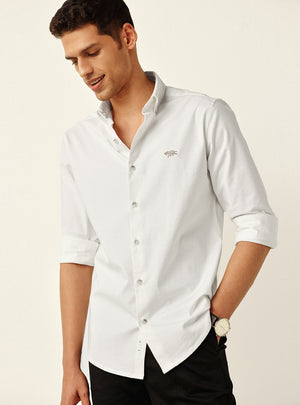 Refined Ivory Cotton Stretch Oxford Shirt