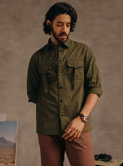 Amazon Olive Cotton Canvas Shirt