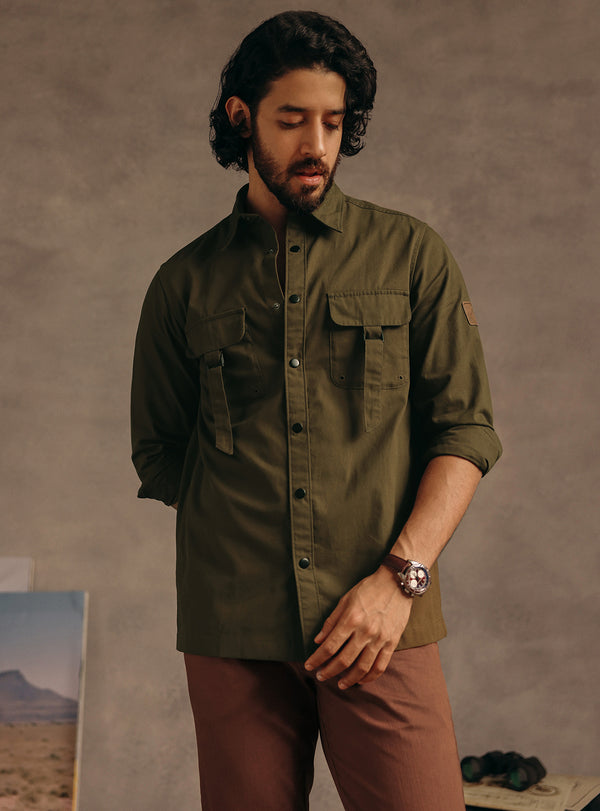 Amazon Olive Cotton Canvas Shirt