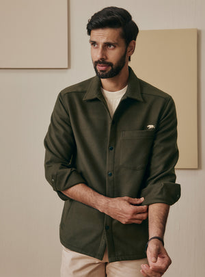 Winter Olive Poly Rich Suede Jacket