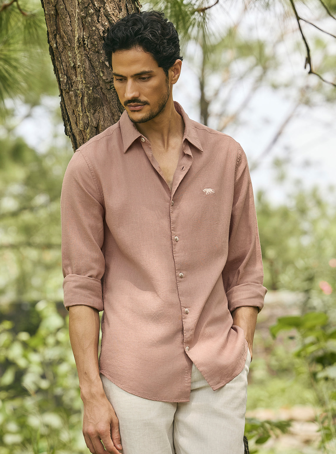 Chestnut Brown Lyocell Linen Shirt