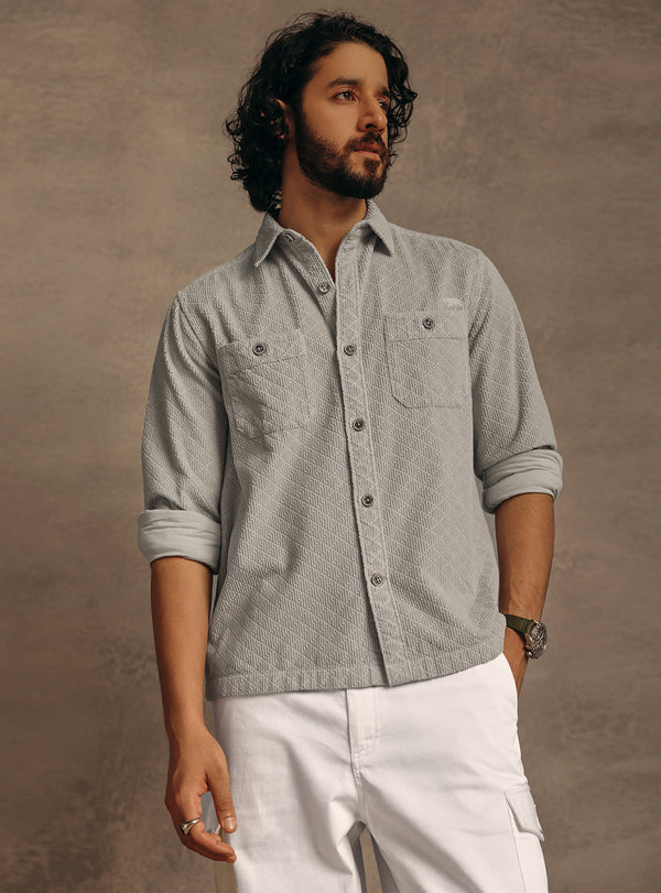 Tundra Grey Cotton Corduroy Overshirt