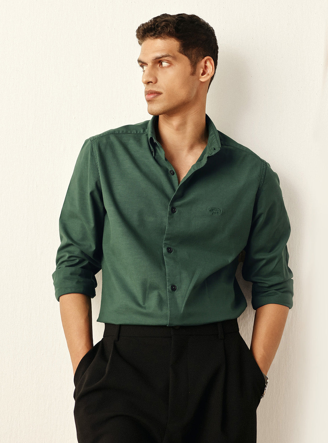 Essential Olive Green Cotton Oxford Shirt