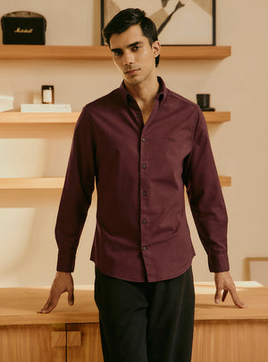 Merlot Burgundy Cotton Stretch Oxford Shirt