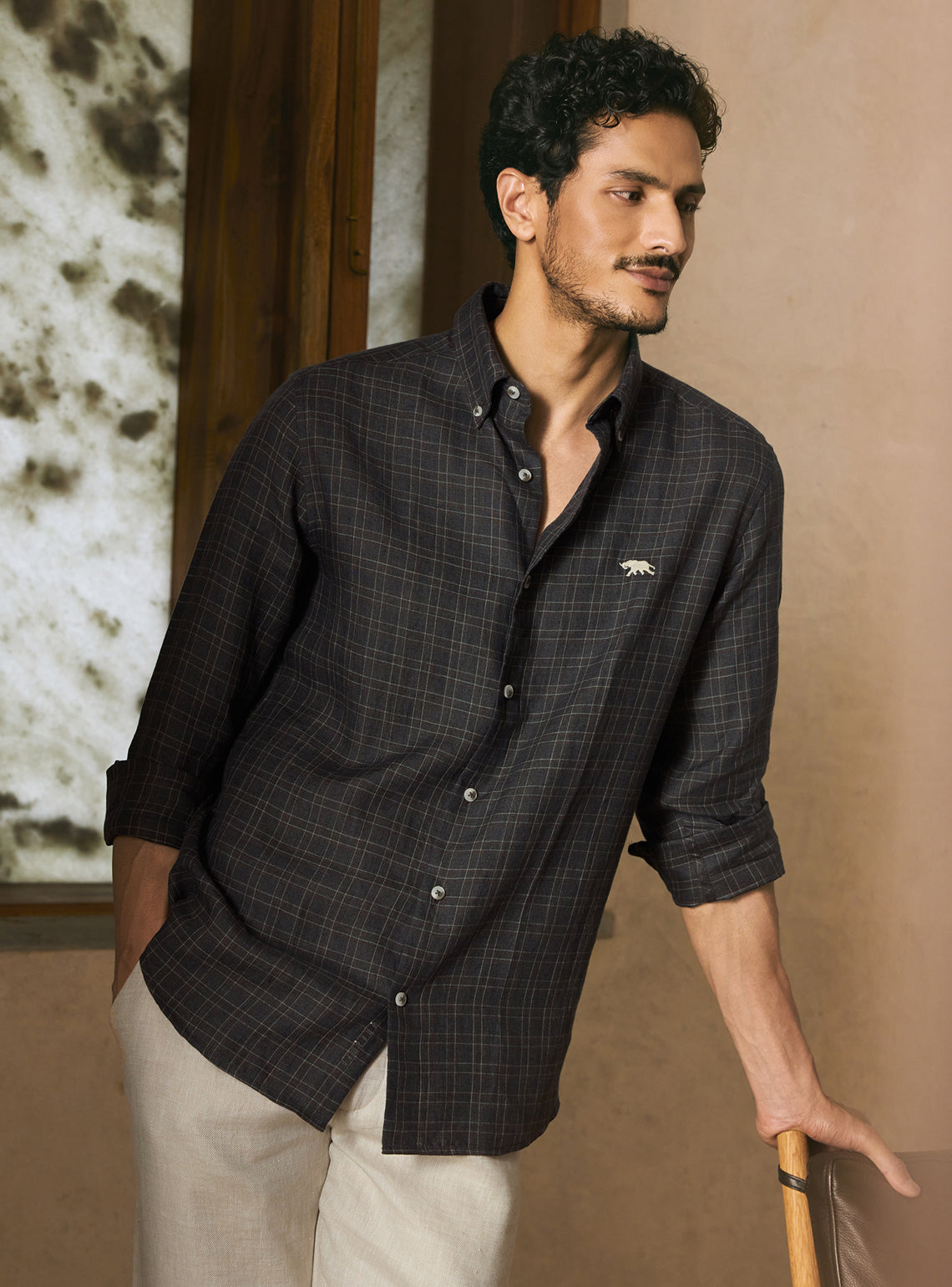 Matrix Grey Check Linen Shirt