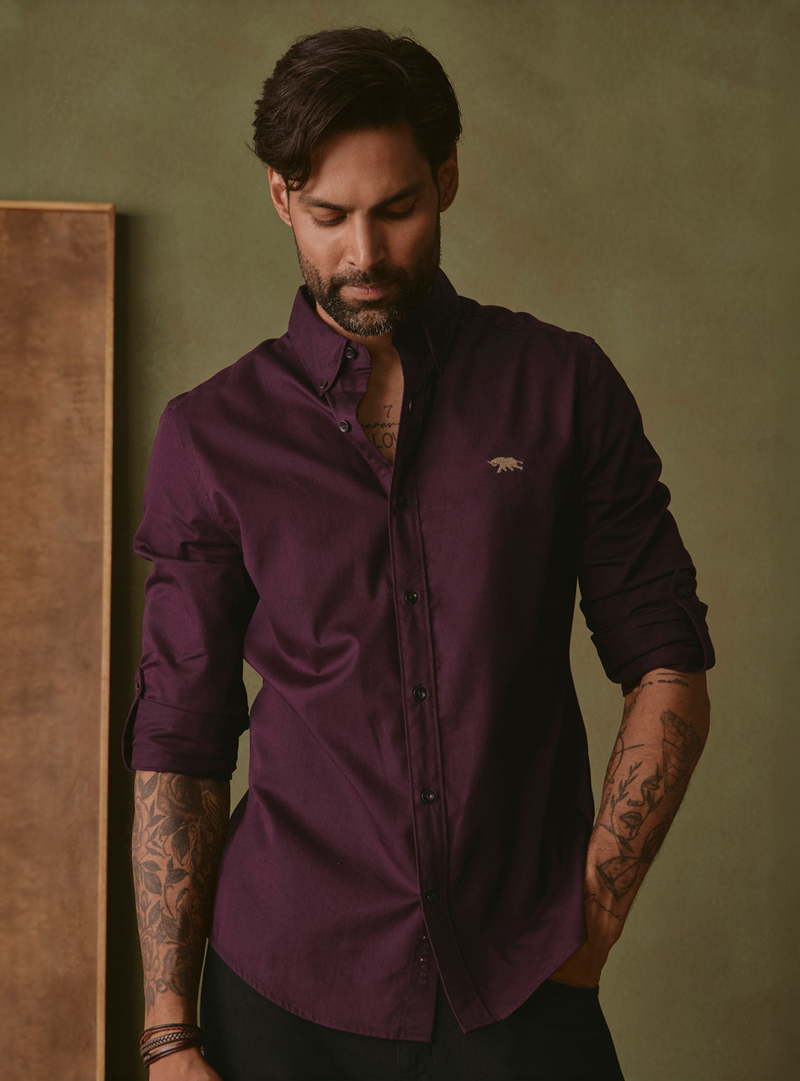 Merlot Burgundy Cotton Twill Shirt