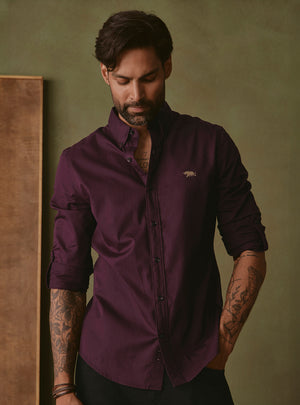 Merlot Burgundy Cotton Twill Shirt