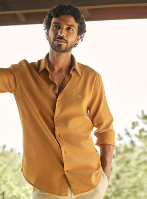 Alpenglow Gold Lyocell Linen Shirt