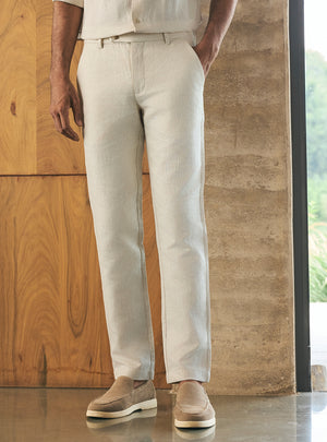 Drift Beige Linen Cotton Trousers