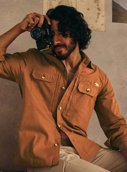 Bourbon Rust Cotton Canvas Overshirt
