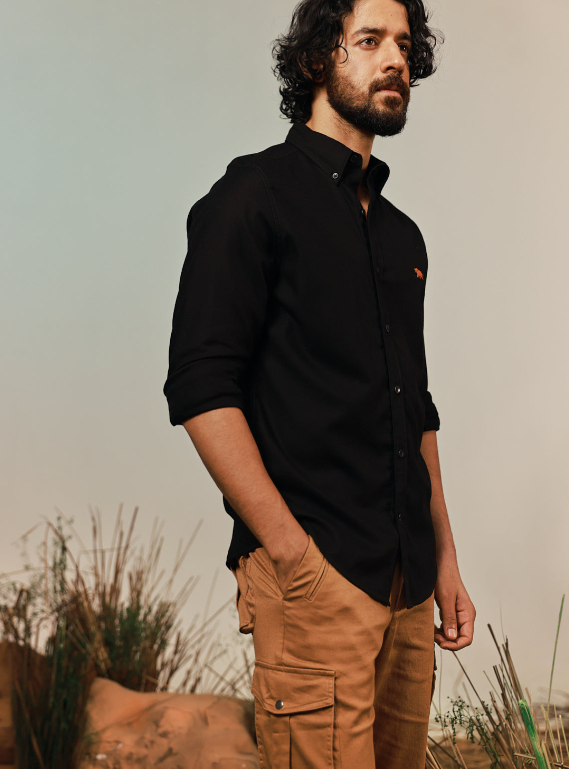 Galactic Black Cotton Twill Shirt