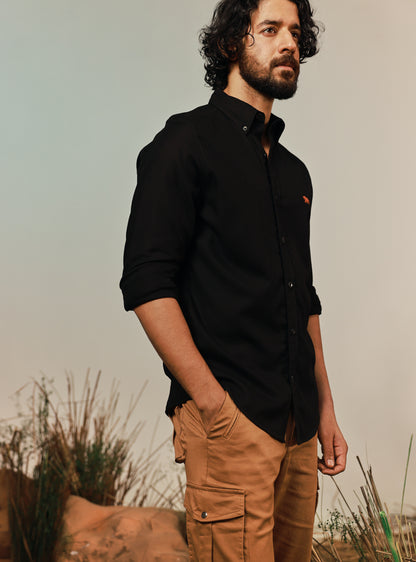 Galactic Black Cotton Twill Shirt