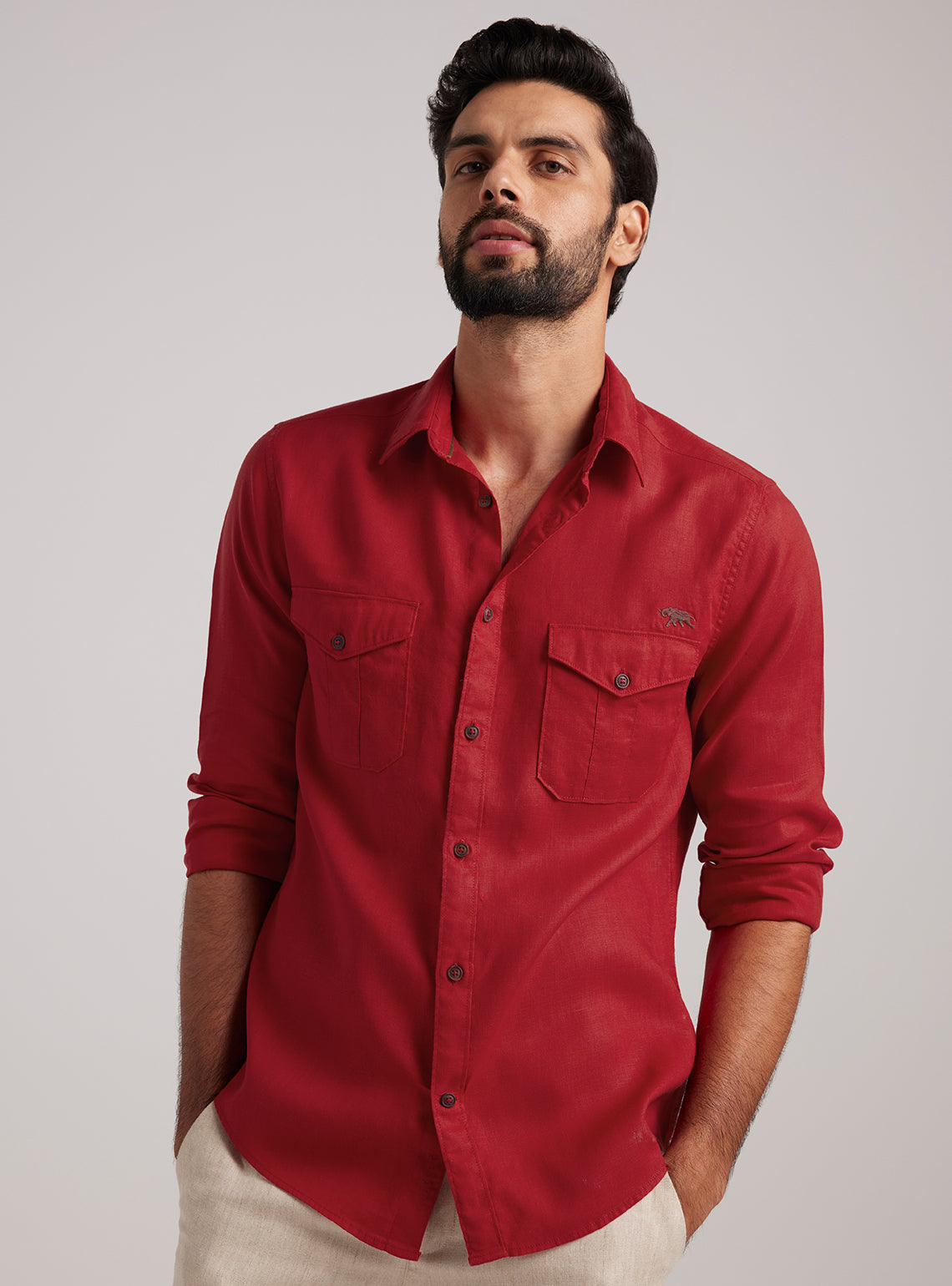 Barn Red European Linen Explorer Shirt
