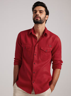 Barn Red European Linen Explorer Shirt