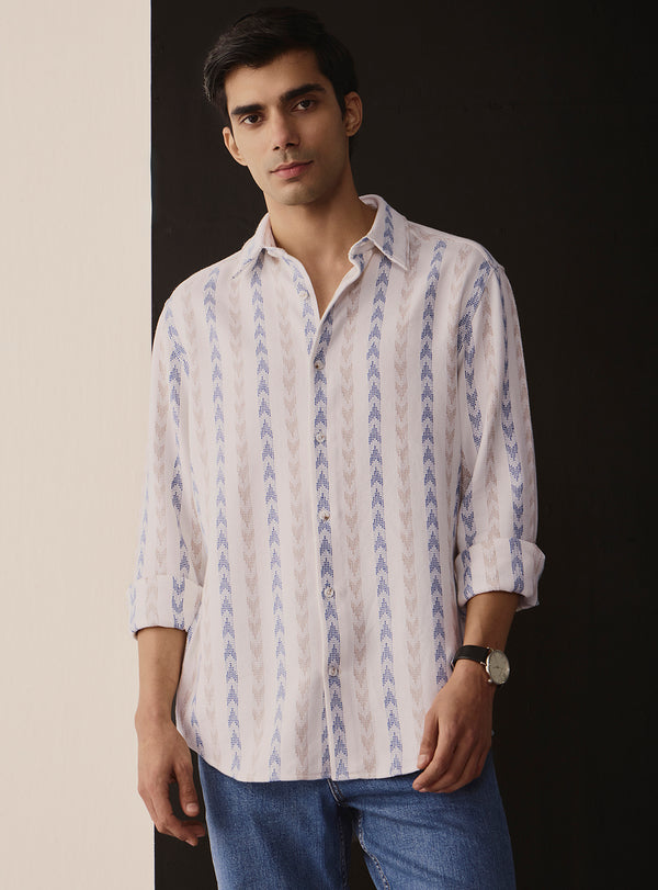 Harbour Blue Cotton Dobby Shirt