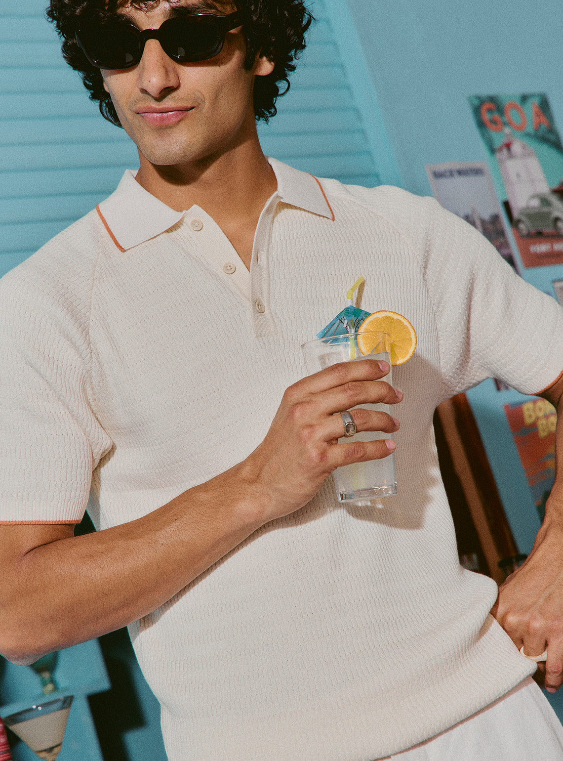 Russian Off-White Cotton Structure Polo