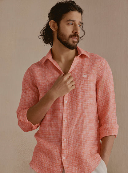 Ember Orange Linen Shirt