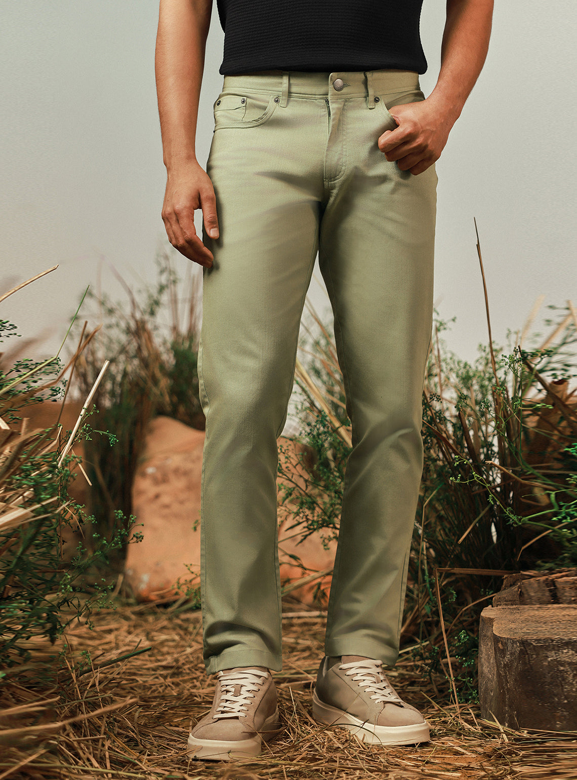 Forest Green Cotton Overdye Chino