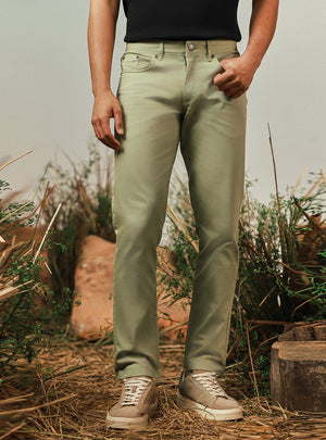 Forest Green Cotton Stretch Overdye Chino