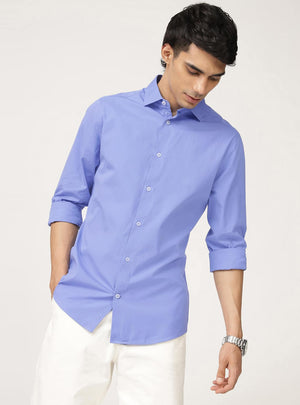 Tropical Blue Cotton Shirt