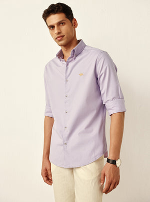 Mauve Lavender Cotton Stretch Oxford Shirt