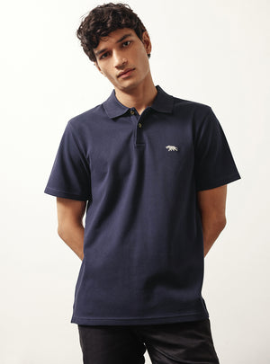 Zodiac Navy Cotton Stretch Pique Polo