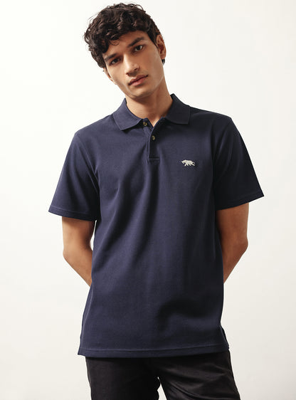 Zodiac Navy Cotton Lycra Pique Polo