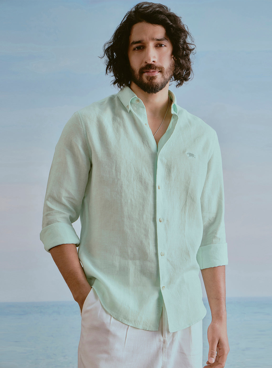 Lagoon Teal Linen Shirt