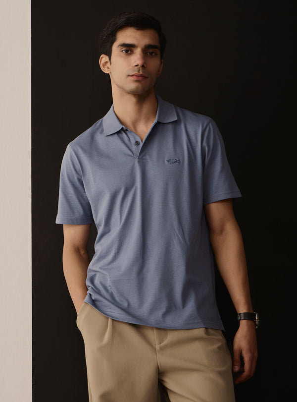 Cobalt Blue Cotton Jersey Polo