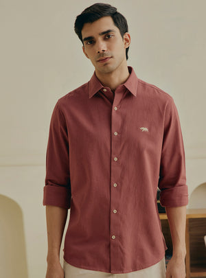 Chrysanthemum Rust Cotton Shirt