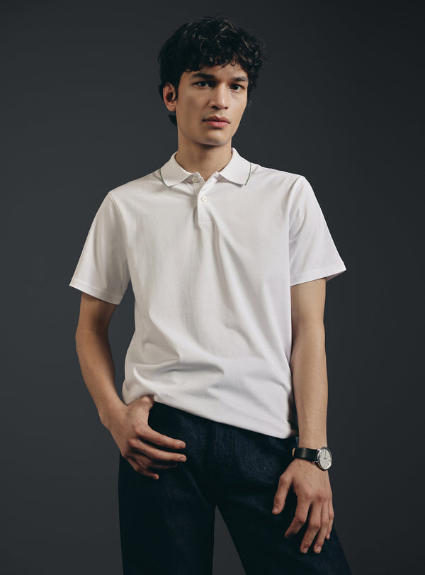 Imperial White Cotton Embroidered Polo