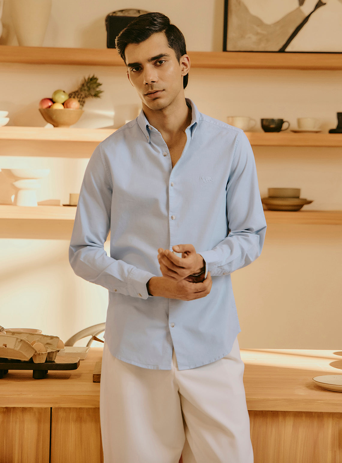 River Blue Cotton Stretch Oxford Shirt