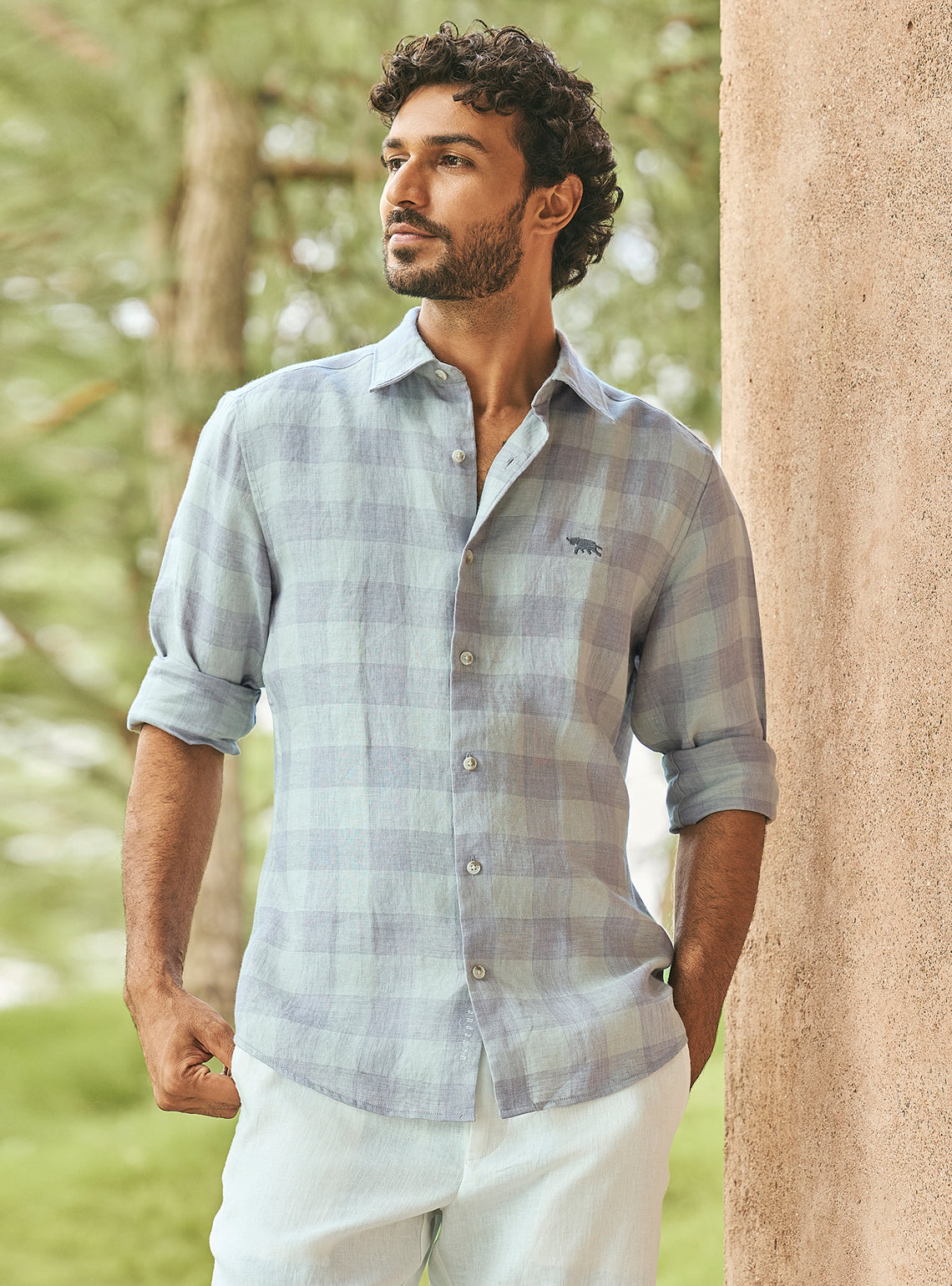 Checkmate Grey European Linen Shirt
