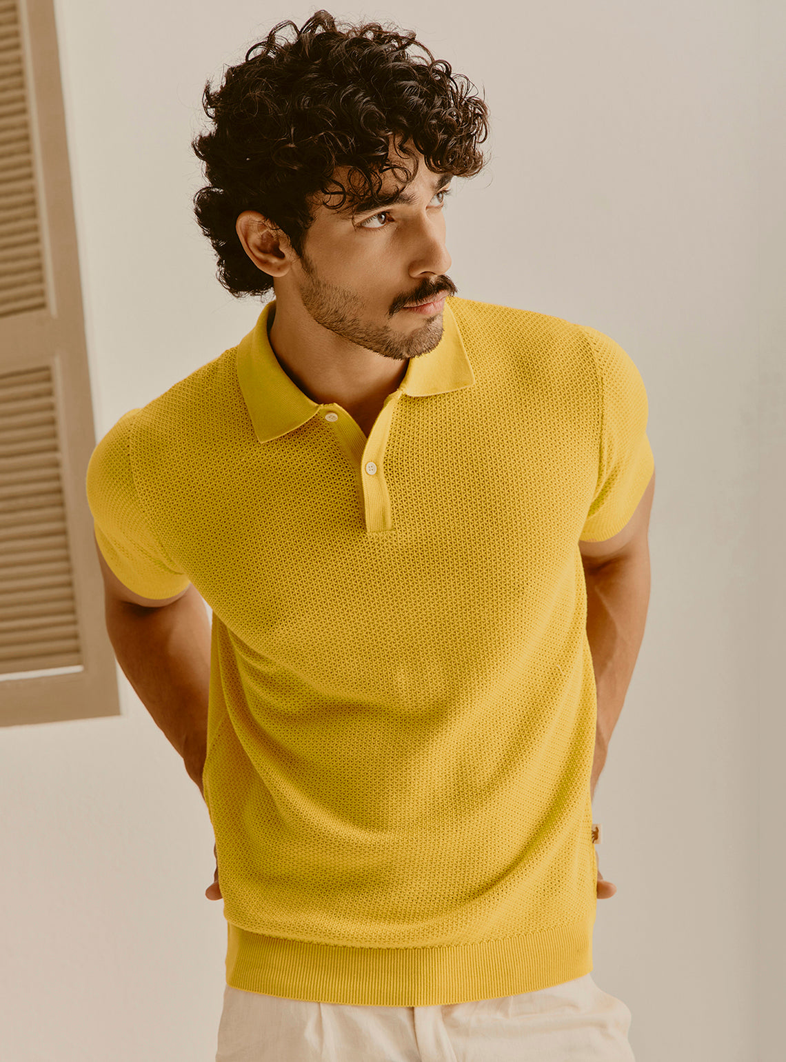Corsica Yellow Cotton Knit Polo