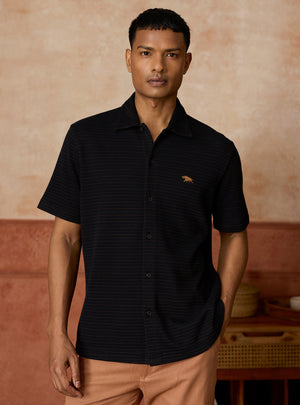 Noir Black Cotton Knit Shirt