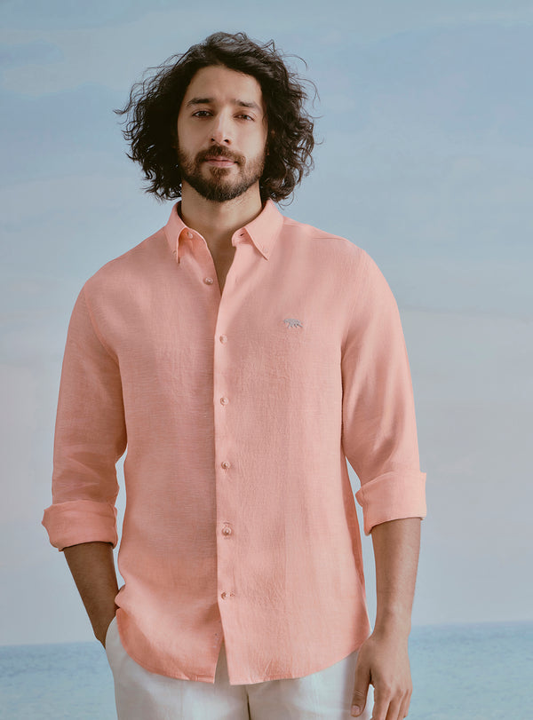 Sunset Orange Linen Shirt