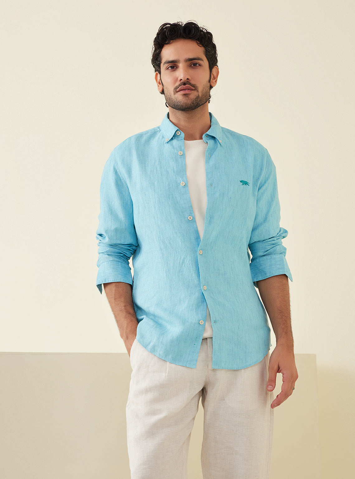 Azure European Linen Shirt