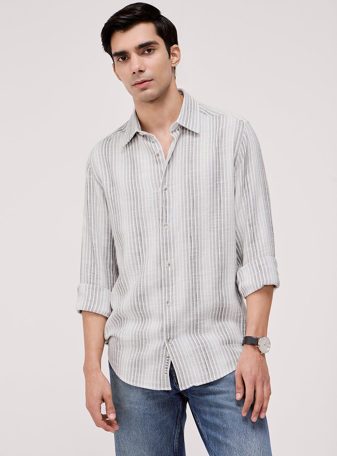 Ash Grey Cotton Dobby Shirt