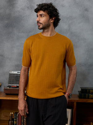 Gridlock Mustard Ripstop Cotton Crewneck