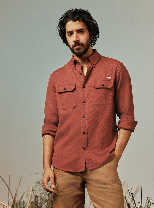 Cedar Rust Cotton Dobby Shirt