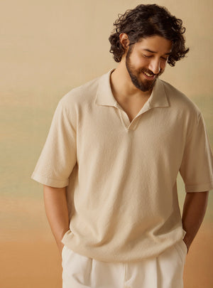 Vanilla Beige Cotton Polo