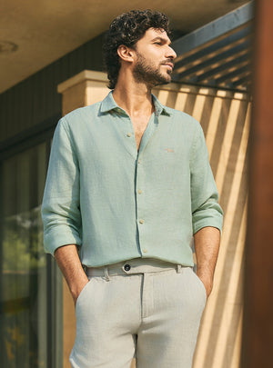 Current Green European Linen Shirt