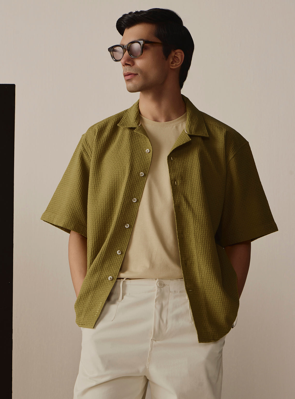 Palm Green Cotton Resort Shirt