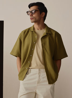 Palm Green Cotton Resort Shirt