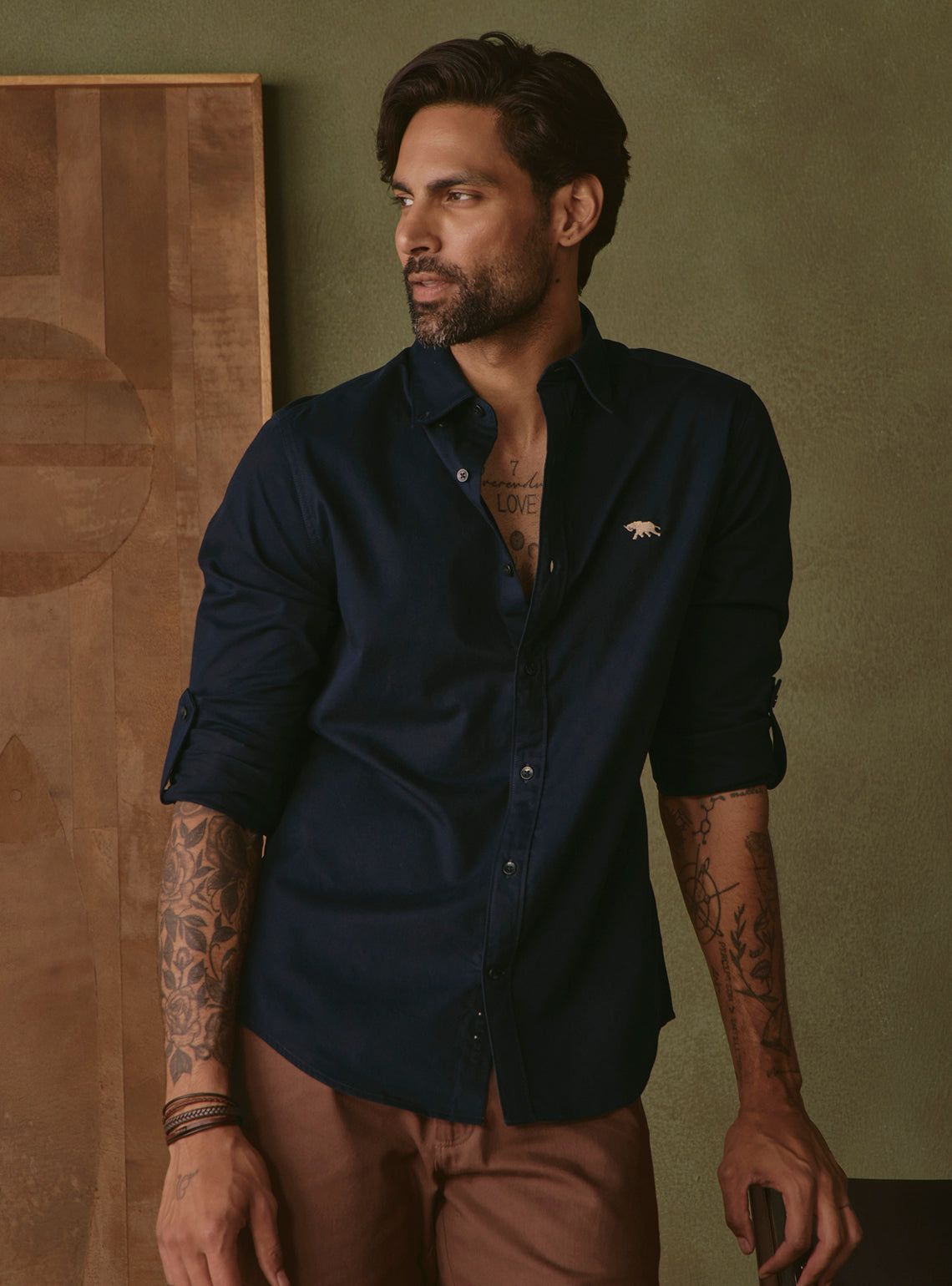 Midnight Navy Cotton Twill Shirt